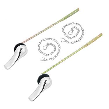 Imagem de Jwodo Kit de substituição de alça de vaso sanitário, acabamento cromado, alavancas de viagem de vaso sanitário com vedação e porca, 2 peças de correntes de aço inoxidável, substituição universal para a maioria dos vasos sanitários de montagem frontal