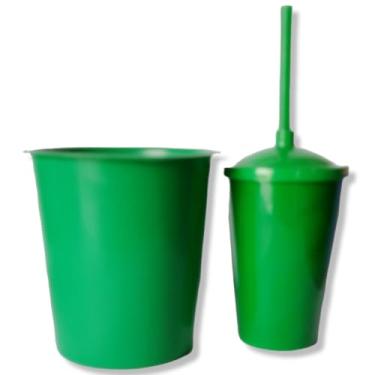 Imagem de 30 Kit Festa Baldinho Pipoca 1Lt + 30 Copos 400 Ml Lembrancinha Cinema Chá Reveleção (VERDE BANDEIRA)