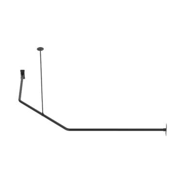 Imagem de Naiture Corner varão de cortina de chuveiro neo-angular de aço inoxidável com suporte de teto, 46 x 66 x 91 cm (tamanho da parede do equivalente: 137 cm x 91 cm), acabamento preto