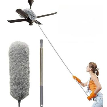Imagem de Espanador de Pó Para Limpeza em Microfibra Com Cabo Extensor e Retrátil Lavável 2,8m Escova De Limpeza De Poeira