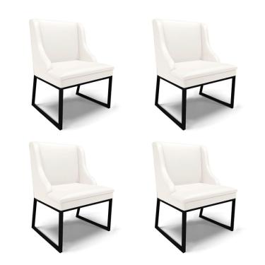 Imagem de Cadeira Sala De Jantar Industrial Preto Kit 4 Liz Sintético Bco D03 - D'rossi