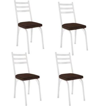 Imagem de Kit 4 Cadeiras Para Cozinha Tubular D-13 Nara De Aço Branco-imbuia - A