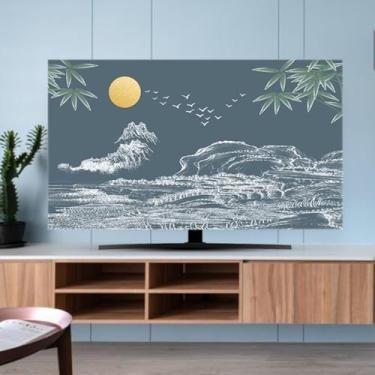 Imagem de Capa de TV para ambientes internos para TV LCD LED colorido poliéster capas protetoras de tela de TV/tela de computador capa protetora para quarto interno decoração de sala de estar - cinza||65