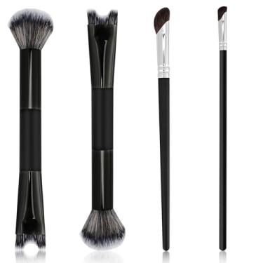 Imagem de Conjunto de 4 pincéis de nariz, 2 em 1, suprimentos de escova de contorno de nariz para contorno de blush de destaque, design de aparência inovador adequado para corretivo de creme BB Base líquida