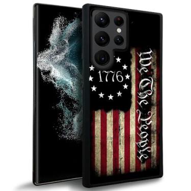 Imagem de YiXinBB Capa compatível com Samsung Galaxy S24 Ultra, Y 1776 We The People padrão bandeira americana design de luxo capa rígida à prova de choque antiarranhões para Samsung Galaxy S24 Ultra