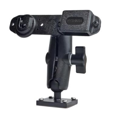 Imagem de HYSHIKRA Rádio portátil universal e suporte de microfone CB, com adesivo traseiro e furos pré-perfurados com parafuso autorroscante para rádio Baofeng Cobra Quansheng Kenwood Motorola