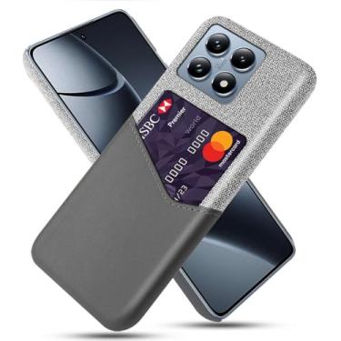 Imagem de Capa para Xiaomi 14T PRO,Tela e tampa de couro PU,Antideslizante,360°cobertura completa à prova de choque com 1 slot de cartão atrás,Prevenção de queda-Gray