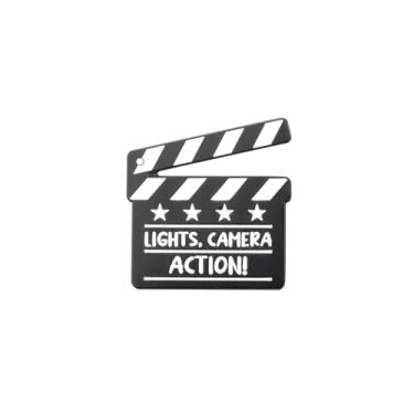 Imagem de PLITI Diretor de cinema, presente, cineasta, presente, para fazer filmes, luzes, câmera, ação, claquete, broche para amigo, Medium, Aço inoxidável, Sem Pedra Preciosa