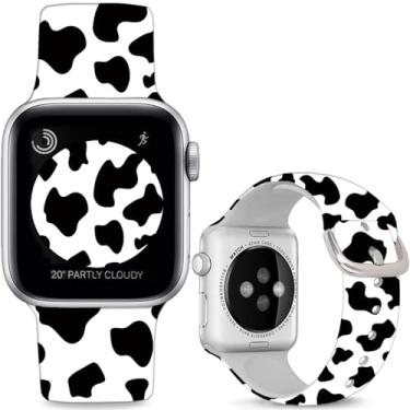 Imagem de Sjiangqiao Pulseiras de relógio de silicone macio compatíveis com Apple Watch SE séries 10, 9, 8, 7, 6, 5, 4, 3, 2 e 1 de 49 mm, 46 mm, 44 mm e 42 mm (série 3 2 1), para mulheres e homens.