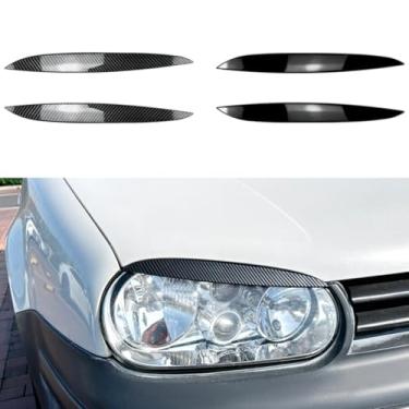 Imagem de Farol de cabeça lâmpada pálpebras sobrancelha compatível com Golf MK4 Body kit decoração farol estilo carro acessórios de carro (preto brilhante)