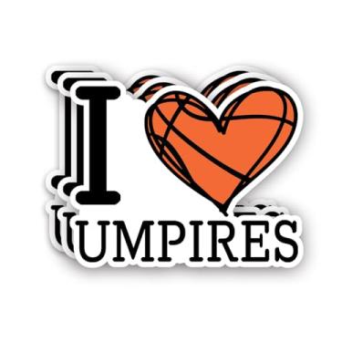 Imagem de (3 peças) Adesivo divertido "I Love Umpires" para amantes de basquete esportes adolescentes bola times jogador citações motivacionais decalque de vinil para copo laptop Kindle garrafas de água livros