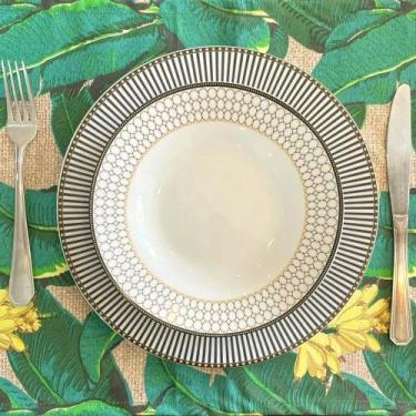 Imagem de Kit 10 Serviços Americanos Folhas Verde e Amarelo Impermeável - 35x45c