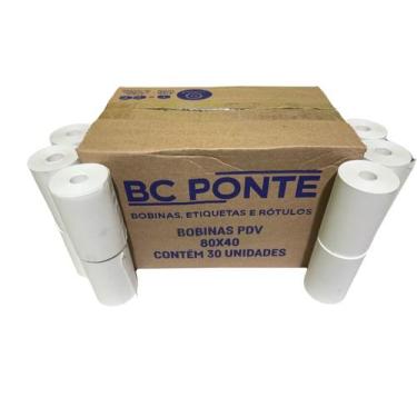 Imagem de Caixa Com 30 Bobinas Térmicas 80x40mm Para PDV Impressoras Elgin, Bema