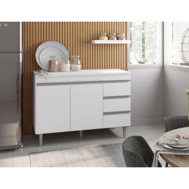 Imagem de Balcão Gabinete p/ Pia Andreia sem tampo 120 cm AJL Móveis - Branco