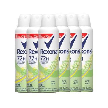 Imagem de Kit Desodorante Aerosol Rexona Erva Doce Feminino 150ml - 6 Unidades