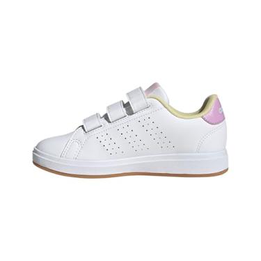 Imagem de adidas Tênis esportivo unissex infantil Advantage Base 2.0, Branco/Bliss Lilás/Rosa claro, 12 Little Kid