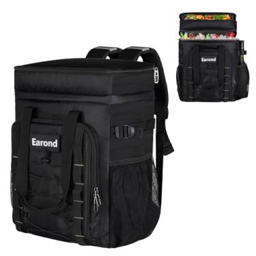 Imagem de Mochila térmica térmica de 25L com zíper impermeável e design de vários compartimentos, lancheira à prova de vazamento para praia, acampamento, escritório - Mochila térmica espaçosa e leve para homens