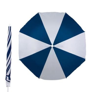 Imagem de Guarda sol mor azul marinho e prata 1,8 metros, Branco e Azul