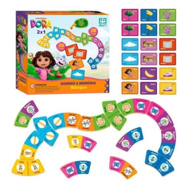 Imagem de Dominó E Memória Bilíngue Dora Aventureira Brinquedo - Nig