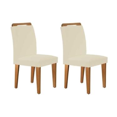 Imagem de Cadeira De Cozinha Athenas Kit 2 Un Imbuia - Veludo Creme - Rufato