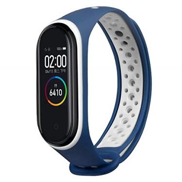 Imagem de Nandos-Store - Pulseira NSmart compatíveis com MI BAND 1/ MI BAND 2 / MI BAND 3 / MI BAND 4 / MI BAND 5 / MI BAND 6 / MI BAND 7 / MI BAND 8 (MI BAND 3, Azul com branco NK)