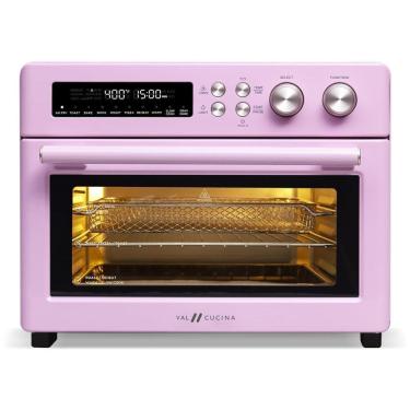 Imagem de Forno de Convecção 10 em 1, 24,8L com Função Air Fryer, Livro de Receitas e Aquecimento Infravermelho, 1750W, Val Cucina Retrô, Rosa
