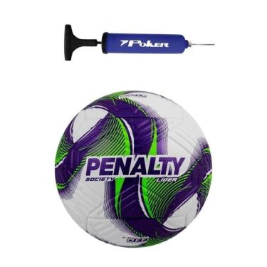Imagem de Kit Bola Futebol Society Penalty Líder 25 + Bomba de Ar Azul-Unissex