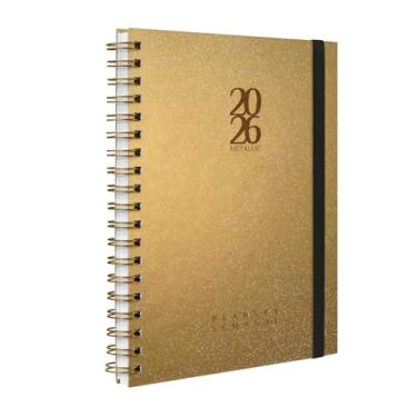 Imagem de Agenda 2026 Planner Semanal Plus Solid Glitter Metallic Ouro