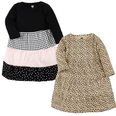 Imagem de Luvable Friends Hudson Baby, vestidos de manga comprida, pacote com 2, Leopardo Houndstooth, 10 Anos