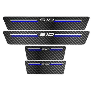 Imagem de Kit Soleira Protetora Porta Premium Blue Carbono - S10 - Jhow Adesivos