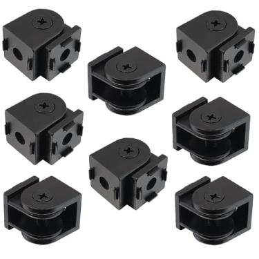 Imagem de Mewutal 8 peças de conectores de perfil de extrusão da série 2020, conectores de suporte de junta de pivô de liga de zinco preto, perfil de extrusão giratória, ranhura de dobradiças de 6 mm (preto