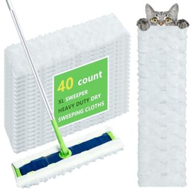 Imagem de 40 Panos de limpeza a seco resistentes XL para esfregão Swiffer Sweeper XL - Refil descartável extragrande para esfregão seco para animais de estimação - Recarga de esfregão seco multisuperfície