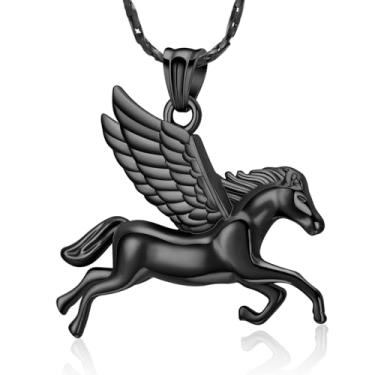 Imagem de Imrsanl Colar de urna de cavalo voador para cinzas, joia de cremação para mulheres e homens, pingente memorial Pegasus suporte de cinzas humano, animal de estimação, presente de lembrança de funeral