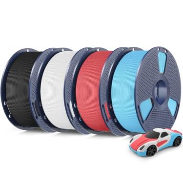 Imagem de SUNLU Filamento PLA clássico 3D de alta velocidade 1,75 mm, 600 mm/s Filamento PLA de alta resistência, textura fosca sem emaranhamento, precisão dimensional +/- 0,02 mm, 4 kg no total, preto + branco