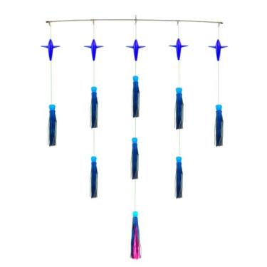 Imagem de Lobo Lures Barra de distribuição de atum Skipjack híbrida UV Big Game de 91 cm e bolsa de armazenamento premium | Feito nos EUA (Blue Mackerel 5 Birds)