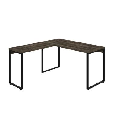 Imagem de Mesa Em L Kuadra Office 135x150x75cm Carvalho Dark - Carvalho Dark -