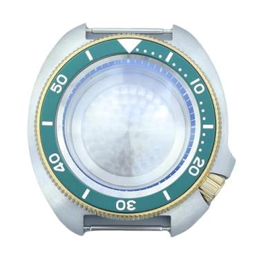 Imagem de FEIYASHI Caixa de relógio dourada PVD de vidro safira de luxo de 44 mm moldura de alumínio de aço inoxidável para peças de movimento NH35 NH34/36, NH35 NH34/36/38 Movimento + anel capítulo azul 1