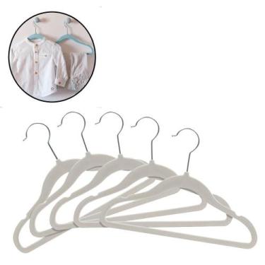 Imagem de Kit Cabides De Veludo Anti Deslizante Infantil 5 Peças Bege Organizar 