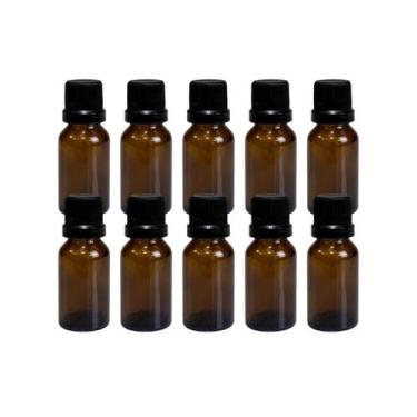 Imagem de Kit 10 unidades frasco vidro âmbar gotejador batoque 10ml - BELEZANATU