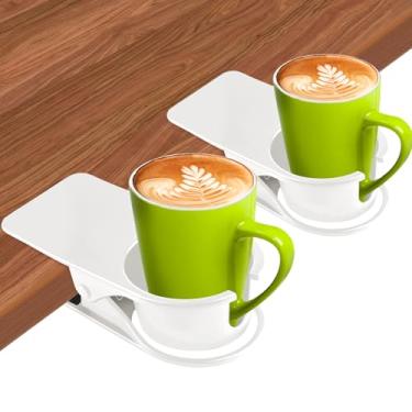 Imagem de Kalolary 2 peças novo clipe de suporte de copo com ranhura de mesa suporte de copo de garrafa DIY grampo de copo de vidro clipe de armazenamento de pires de água suporte de caneca de café clipe de