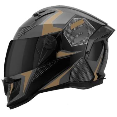 Imagem de Capacete Moto Pro Tork Stealth Concept Fechado Integral Esportivo Aerodinâmico Masculino Feminino Viseira Fumê Escura (62,CINZA - DOURADO)