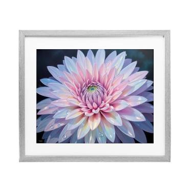 Imagem de Stupell Industries Impressão emoldurada Dew Kissed Pink Chrysanthemum Gray Under Glass por Tabz Jones, 43 x 53 cm