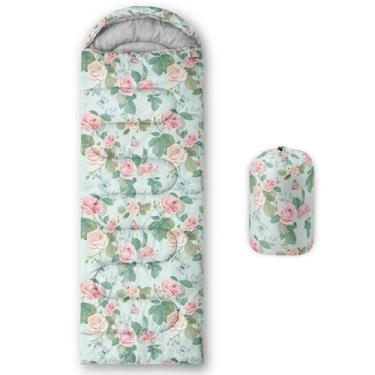 Imagem de Smell Sunshine Saco de dormir infantil para meninos e meninas, aquarela floral rosa leve quente ao ar livre dentro de casa - impermeável resistente ao clima frio saco de dormir para acampamento e
