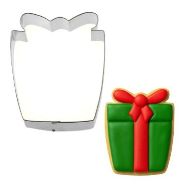 Imagem de Foose Gift Box Shaped Cookie Cutter 5 Inch -Tin Plated Steel Cookie Cutters - Gift Box Shaped Cookie Mold