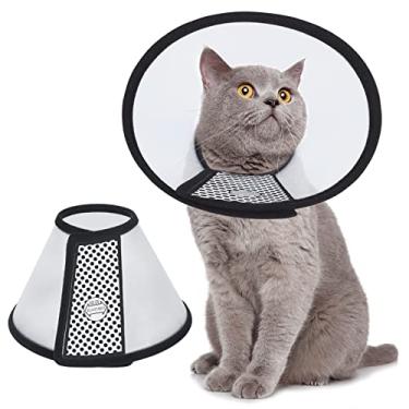 Imagem de Cone para animais de estimação Vivifying Recovery, 20,3 cm, coleira de plástico leve Elizabeth para gatos, mini cães e coelhos (preto)
