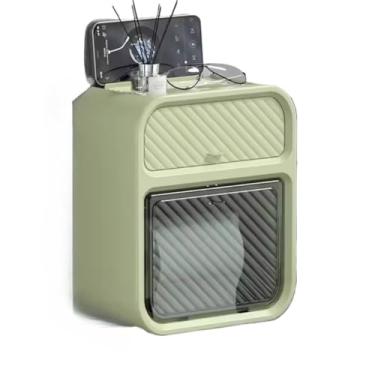 Imagem de Porta Papel Higienico Caixa Porta Papel HigiêNico Dispenser Organizador Banheiro com Suporte Celular e Porta Detergente(Verde Claro)