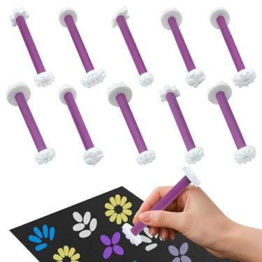 Imagem de 10 peças de ferramentas de pontilhamento de pétalas de flor, 20 formas de canetas de pontilhar, ferramenta de arte de mandala para pedras, ferramentas de relevo para pintar pontos, ferramentas de