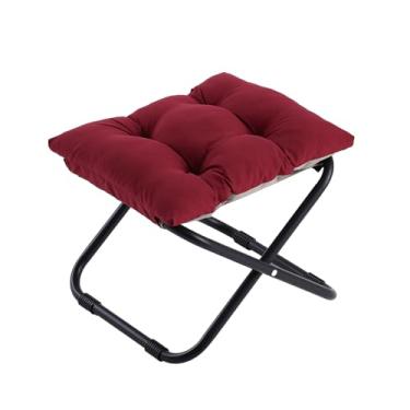 Imagem de LITA Banco dobrável para os pés, descanso de pés portátil para otomano, banquinho pequeno e dobrável com almofada removível de algodão grosso acolchoado para sala de estar, quarto, vinho