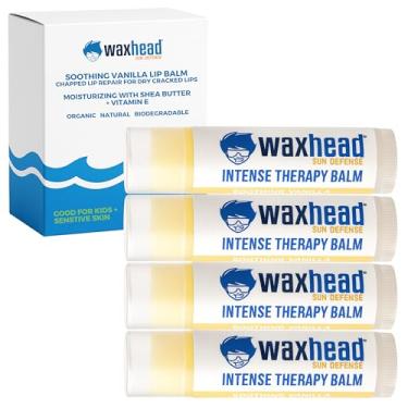 Imagem de Bálsamo labial orgânico Waxhead – Reparo labial de alívio de ação rápida para lábios secos, rachados e rachados – cera de abelha natural, manteiga de karité, aloe e vitamina E – hidratante labial