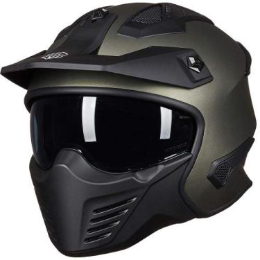 Imagem de Capacete de motocicleta ILM Open Face 3/4 Half DOT 726X Midnight Green